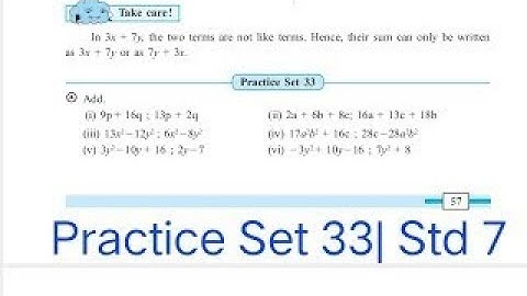 Practice set 33 class 7th Algebraic Expression and Operation on them