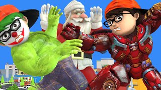 Scary Teacher 3D || Superhero Nick  Transforms HulkBuster fight Vs Hulk Joker to protect Santa