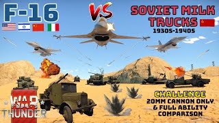 F-16 VS SOVIET MILK TRUCKS - 20mm Only & Full Abilities - WAR THUNDER