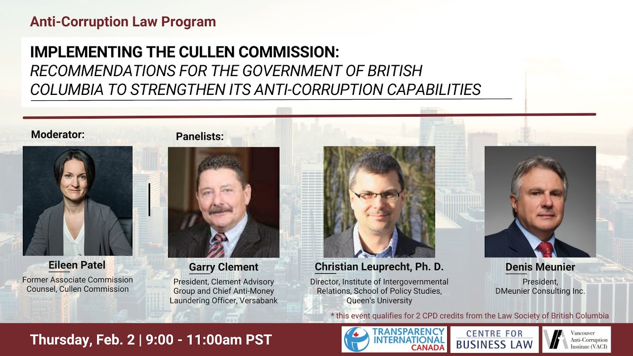 Cullen Commission Recommendations to Strengthen the BC Government's Anti-Corruption Capabilities