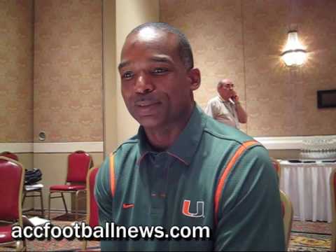 Miami football coach Randy Shannon at 2009 ACC Foo...