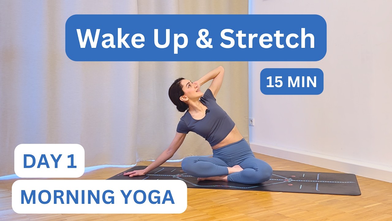 Full Body Morning Yoga Flow | Wake Up & Stretch | 15 Min | Day 1 - YouTube