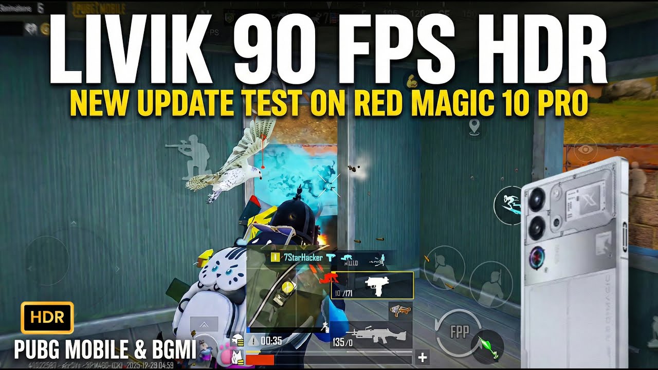 Livik 90 FPS HDR new update test on Red Magic 10 Pro for PUBG Mobile and BGMI 
