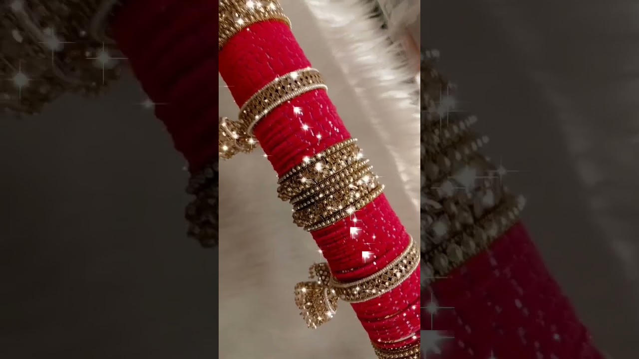 TRADITIONAL RED VELVET CHUDA BANGLE SET WITH PEARL KADA