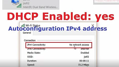 Wi-Fi status IPv4 Connectivity No network access. DHCP Enabled but Autoconfiguration IPv4 address