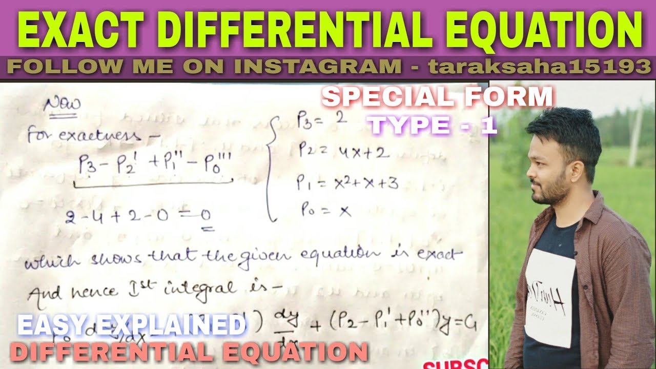 EXACT DIFFERENTIAL EQUATION EXACT DIFFERENTIAL EQUATION IN HINDI