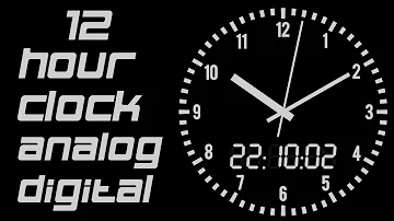 12h Hour Clock Analog+Digital 12-24  White Black 4K ( afternoon midnight )