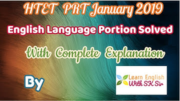 HTET PRT January 2019 Answer Key| English Language Portion Solved With Complete Explanation |SK Sir