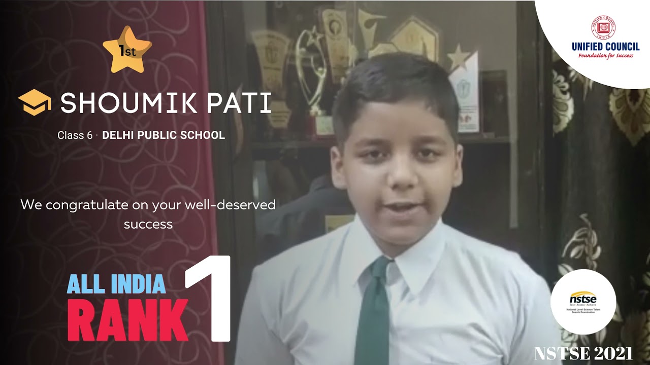 SHOUMIK PATI   Class 6   NSTSE Rank 1