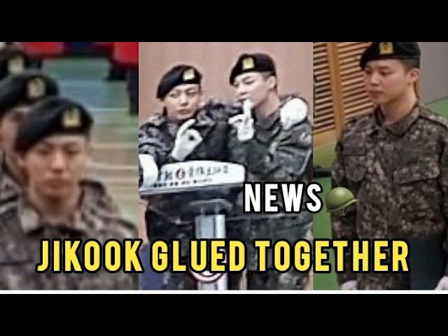 Jikook glued together in the military 🪖 class=