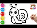 Easy Snail Drawing with Big Eyes 🐚 | How to Draw &amp; Color for Toddlers | School Art 