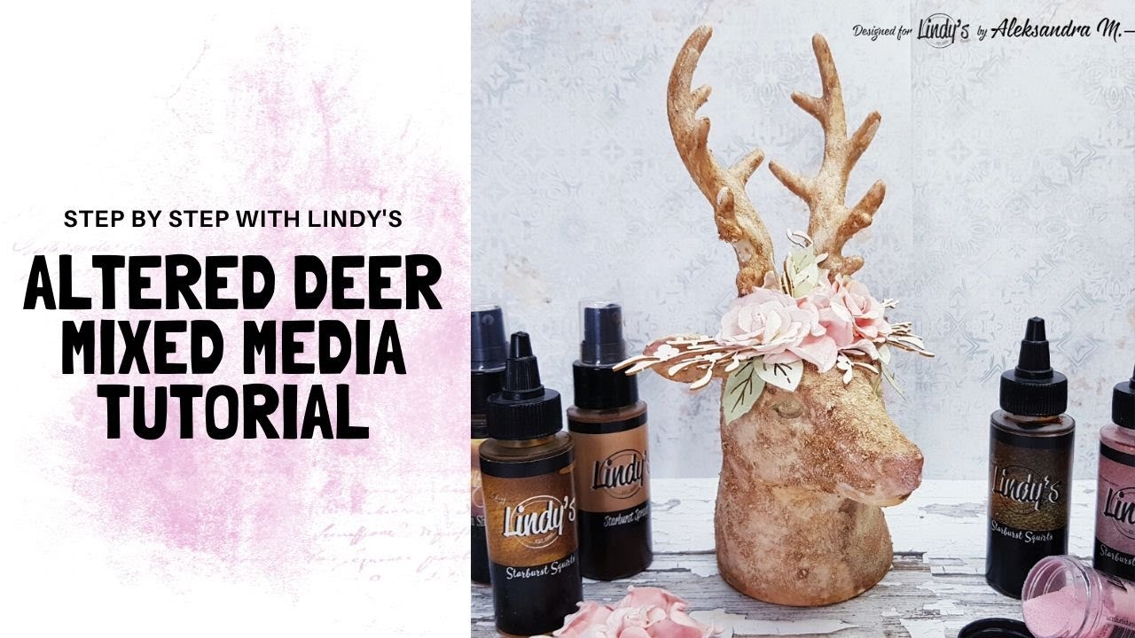 Altered mixed media Deer step by step tutorial with Lindy's - YouTube