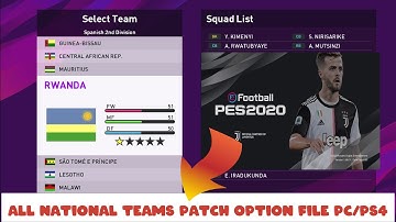 Pes 2020 All National Teams patch option file pc /ps4