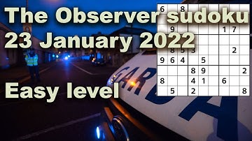 Sudoku solution – The Observer sudoku 23 January 2022 Easy level