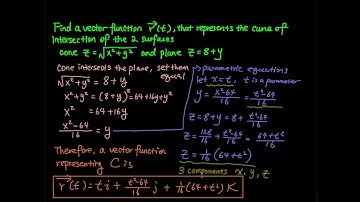 13.1 Part 4: Find a Vector function r(t) that represents the curve of intersection of the 2 surfaces