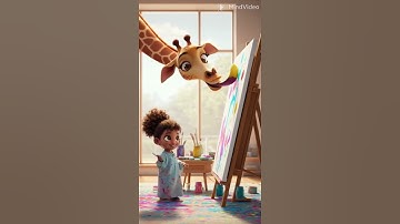 The Artist Giraffe Helps a Little Girl Paint a Beautiful Picture!