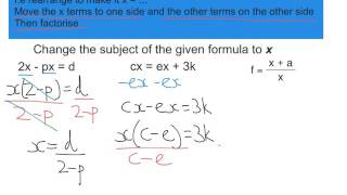 Rearranging formula: using factorising