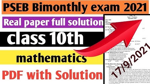PSEB board class 10th mathematics with solution 17 September 2021//bimonthly exam punjab board