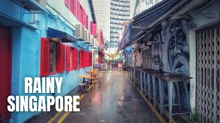 Rain Walk ASMR in Singapore's Heritage Districts  Kampong Glam (Monsoon Period Jan 2021)