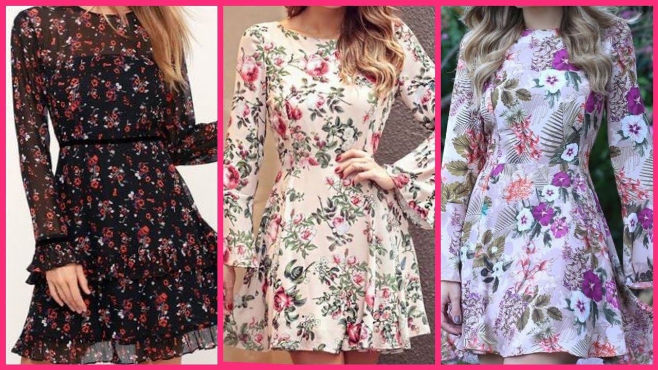 Chiffon Floral skater dresses Ideas //skater dresses that are trending now a days 