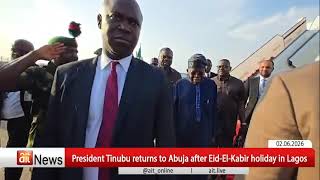 President Tinubu returns to Abuja after Eid-El-Kabir holiday in Lagos