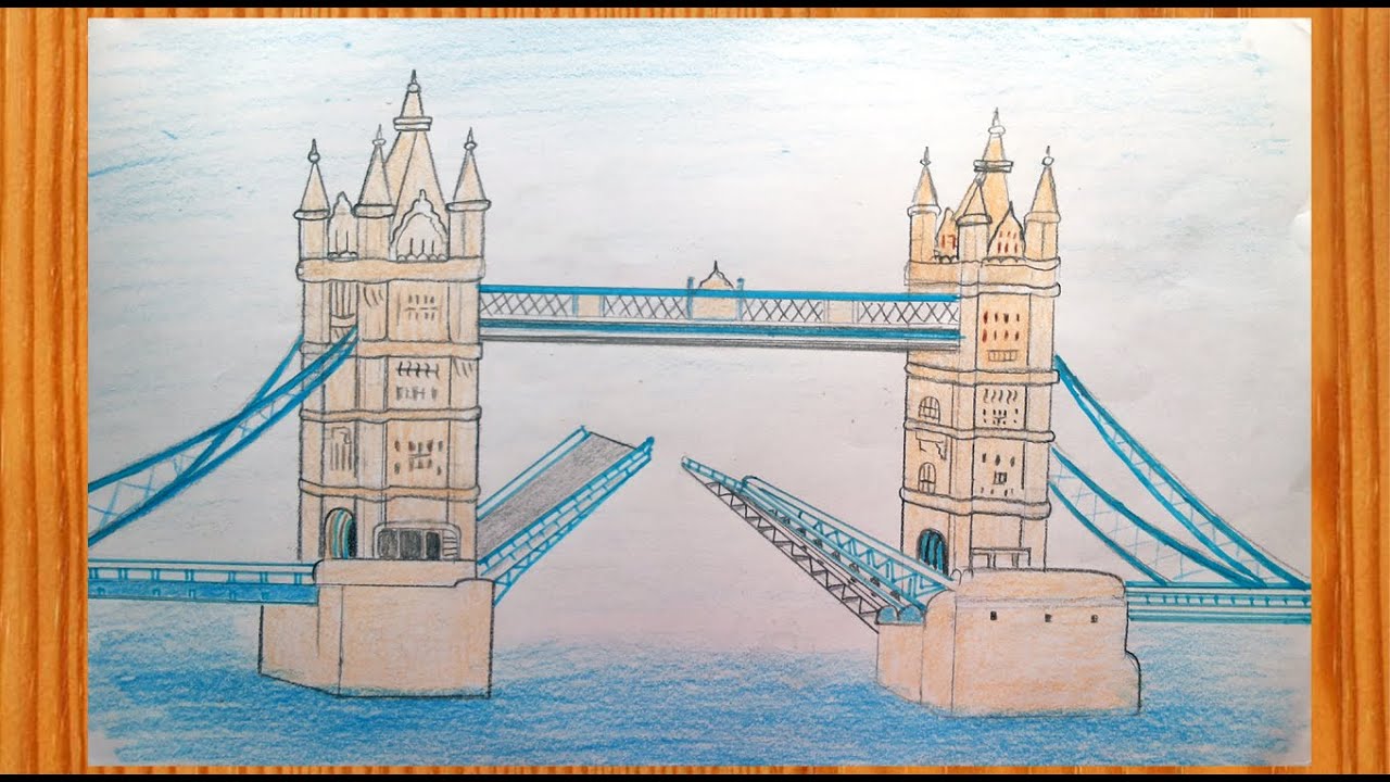 Buy Prints of River Thames with Tower Bridge Drawing