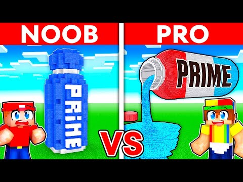 NOOB vs PRO: PRIME House Build Challenge in Minecraft!