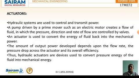 Lecture Video 5_ 17ME72_Fluid Power Systems_Module 2_ Actuator_ Dr C ANIL KUMAR