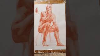 Быстрый рисунок Мужская модель Сангина KRITA Paint, учимся рисовать с нуля!