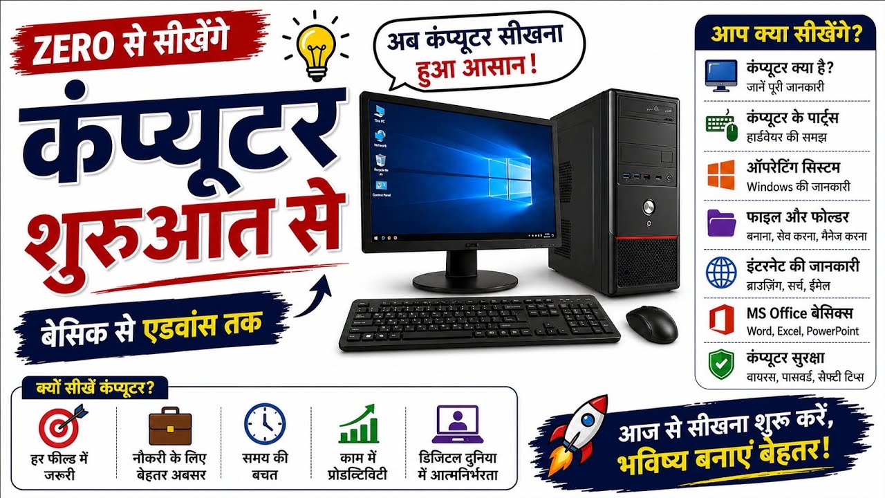 Basic Computer Course in Hindi | Computer शुरुआत से सीखें | Beginners ...