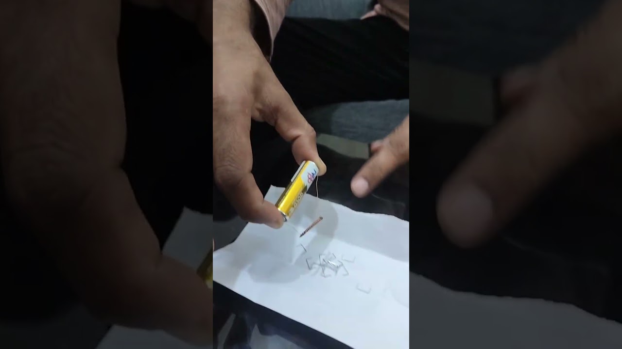Science Experiments to Create Magnet with battery and Nail pins 