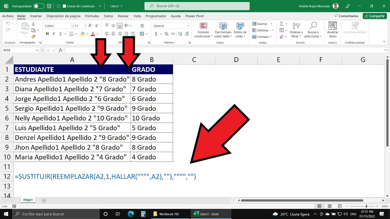 Extraer Un Texto Especifico En Excel