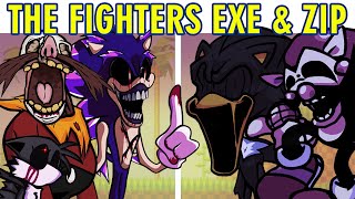 Friday Night Funkin Vs The Fighters.exe & Mighty.zip & Sonic.exe X One Shot Cover Fnf Mod Hard