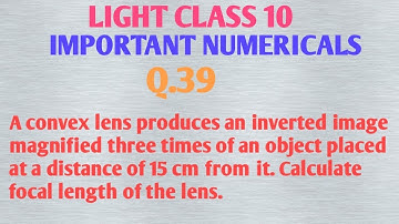 A convex lens produces an inverted image magnified three times of an object placed at a distance