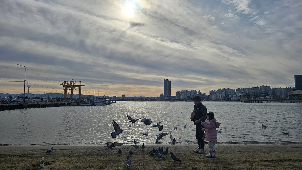 “새 생명과 겨울 바다, 그리고 우리 셋의 시간 🐰🌊 | 엄지랑금곡”