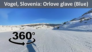 360° VR video, Vogel ski center, Slovenia, Orlove glave main blue ski run / piste