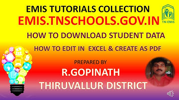 EMIS 2020 HOW TO DOWNLOAD  STUDENT DATA IN EXCEL AND PDF WITHIN 2 MINUTES BY R GOPINATH 9578141313