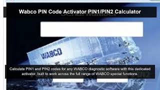 Wabco PIN Code Activator PIN1/PIN2 Calculator | Obd2Technology