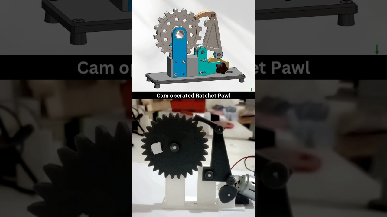 Ratchet Pawl Mechanism - Cam Operated ✅ Mechanical Principle ⚙️ #cad #solidworks #3ddesign #engineer