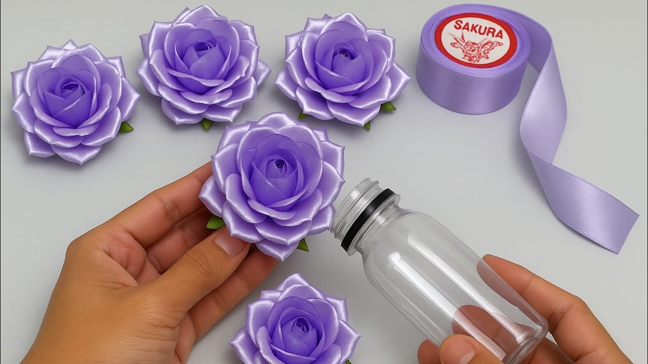 You Won’t Believe! Easy Trick To Make Rose Flowers From Satin Ribbon For Beginners