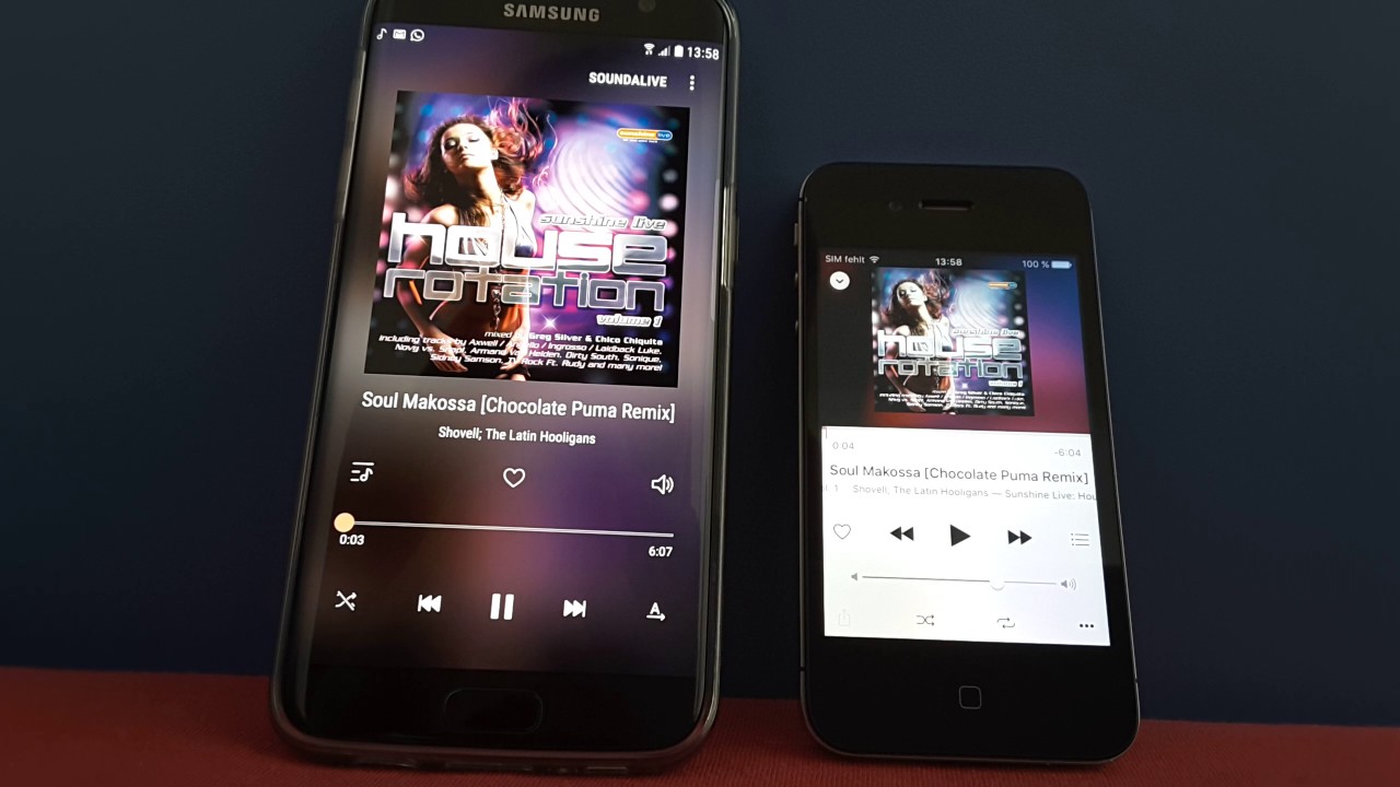 Uninterrupted music playback: iPhone 4S vs. Galaxy S7 edge - YouTube