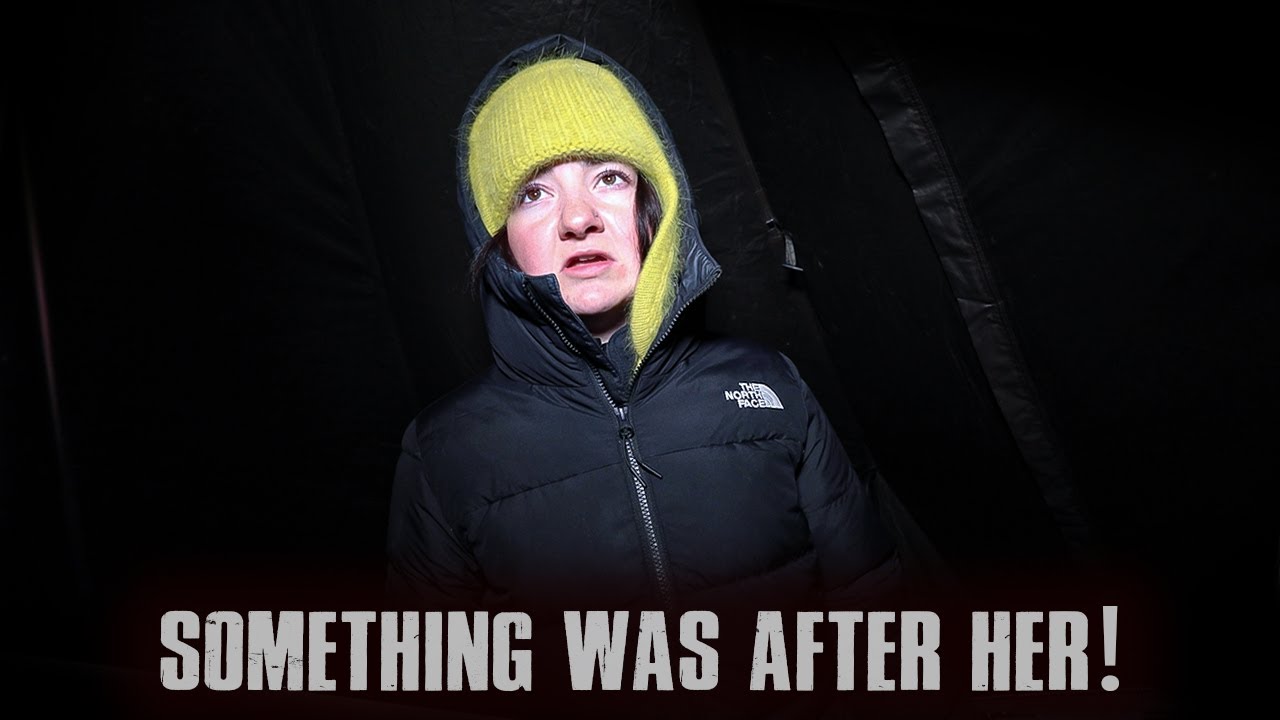 (IT TRASHED OUR TENT!) SOMETHING WAS AFTER HER while HOT TENT CAMPING In THE HAUNTED WOODS