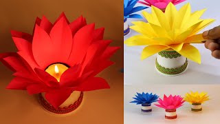 DIY Diwali Decoration Ideas ! Beautiful Paper Lotus Stand For Diya | Diwali crafts | Diya Decoration