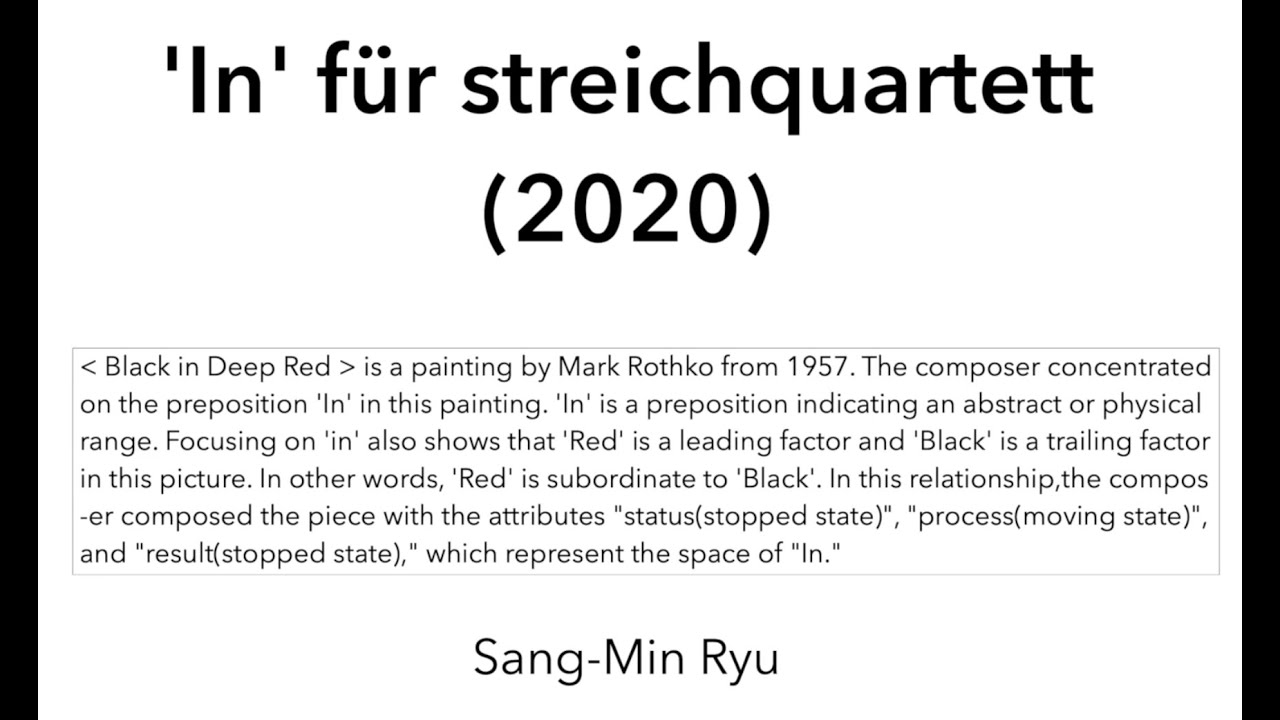 Ryu - 『In』 für Streichquartett (2020)