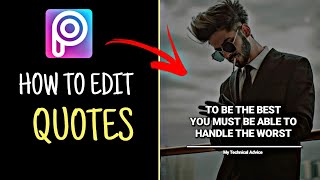 Motivational & Inspirational Quotes Editing In Hindi 🔥 || PicsArt Tutorial📲 || My Technical Advice