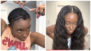 Doing My Own Sew In With Leave Out Short Natural Hair 