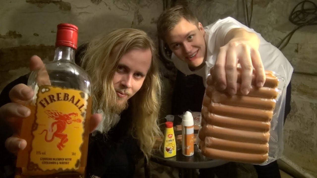 FIREBALL vs SAUSAGE (eating/drinking challenge) YouTube
