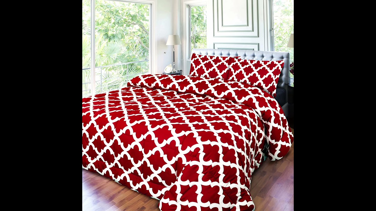 Relaxsit All-Season White and Printed Luxurious Brushed Microfiber Quilted Comforter