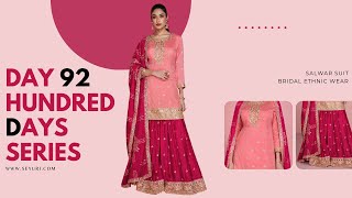 Day-92 Peach Magenta Sharara Set Elegant Wedding Festive Ethnic Wear Seyuri