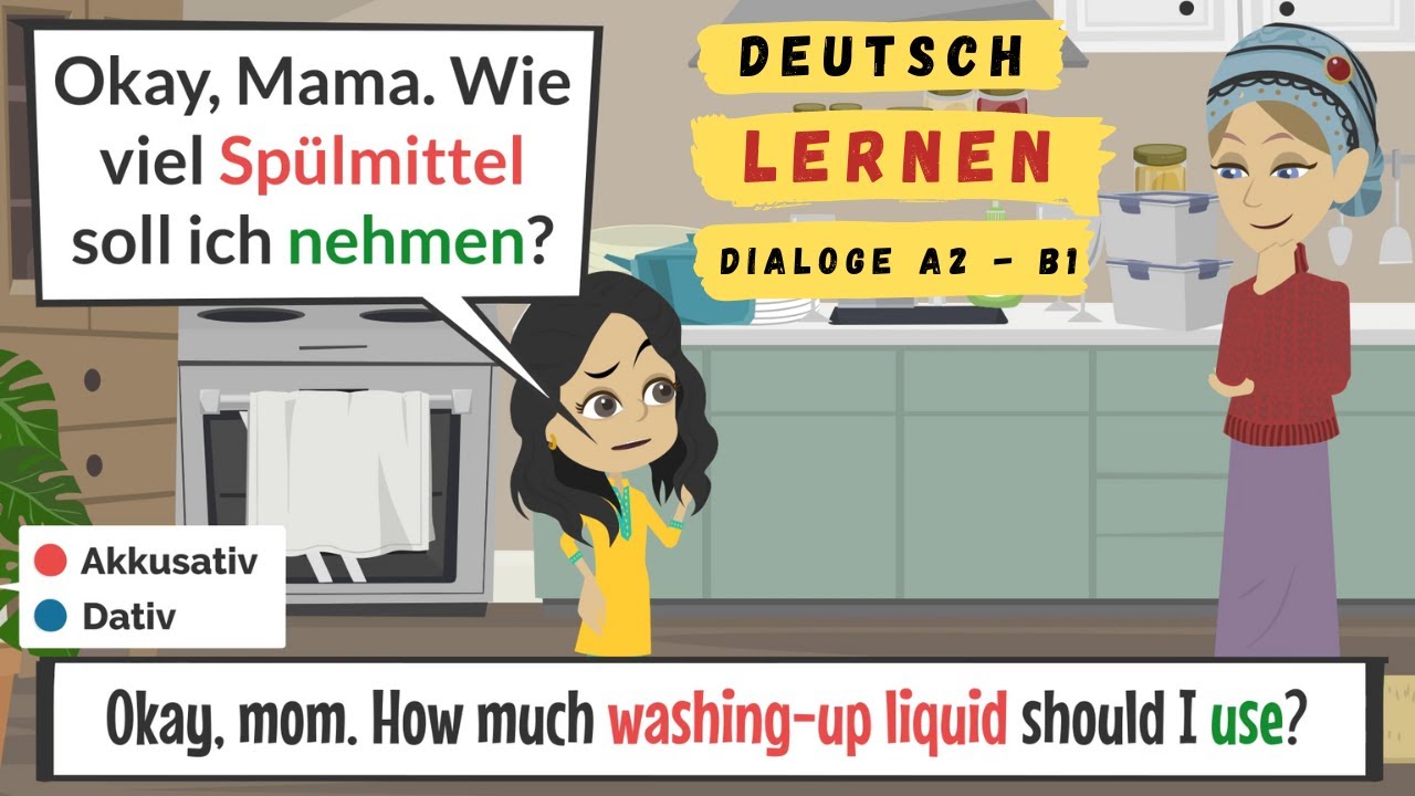 Deutsch lernen | German Dialogues | Deutsch A2 - B1 | Hören & Lesen ...
